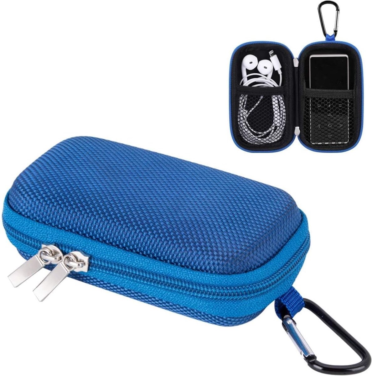 Mp3 Player case draagbare schelpschaal met metalen karabijnclip, Mp3