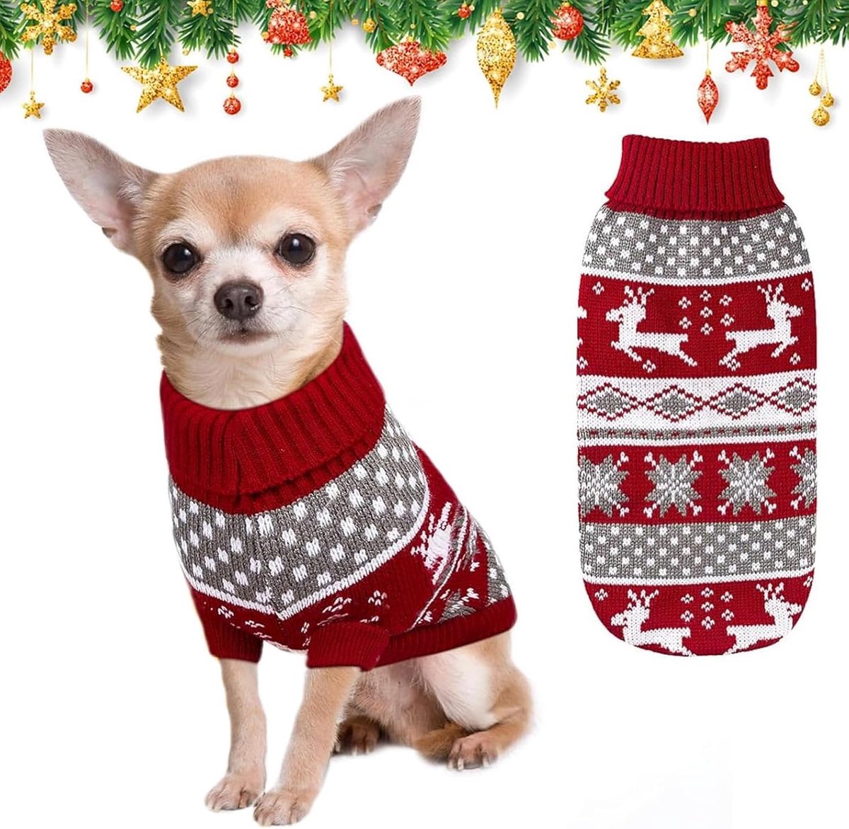 Hondenkersttrui, gebreide trui voor kleine honden en katten