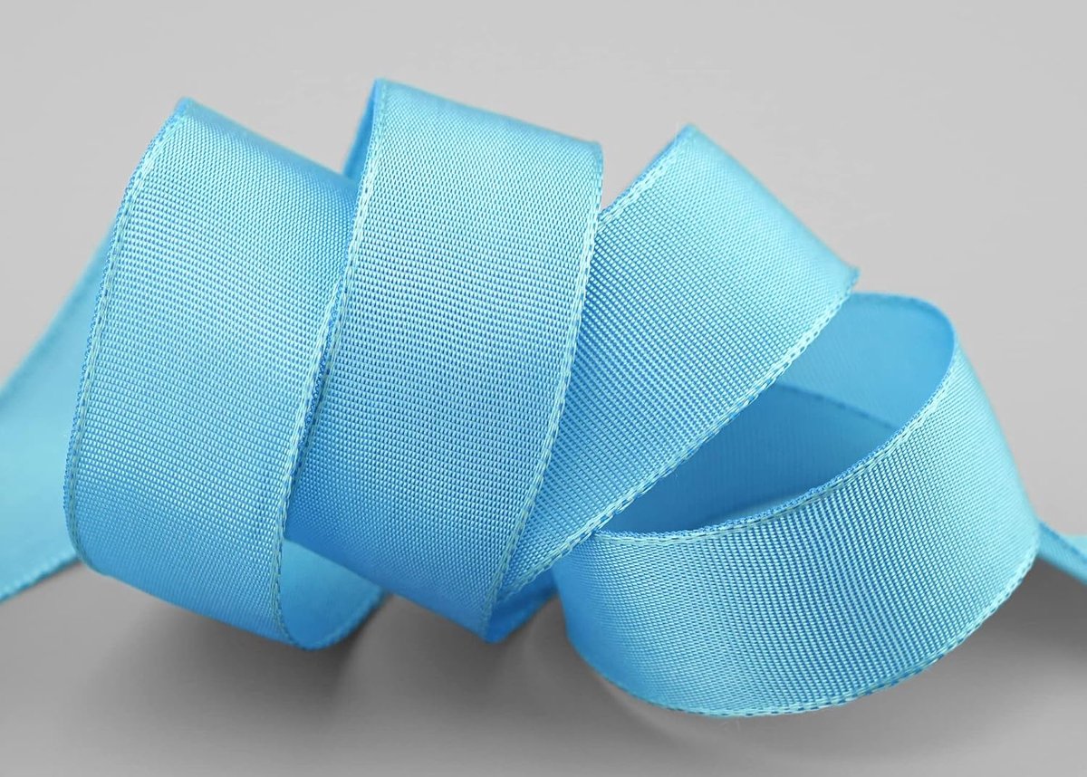 25 m x 25 mm draadrandband Leo hemelsblauw lichtblauw (201)