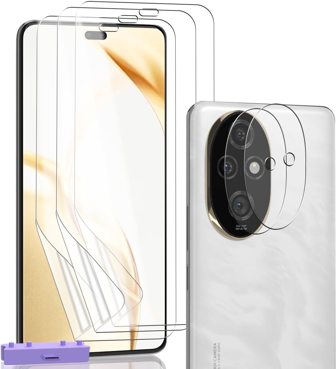 Beschermfolie voor Honor 200 Pro, met flexibiliteit TPU folie 3 stuks en camera pantserglas 2 stuks, zachte displaybeschermfolie voor Honor 200 Pro, anti-kras HD heldere displayfolie