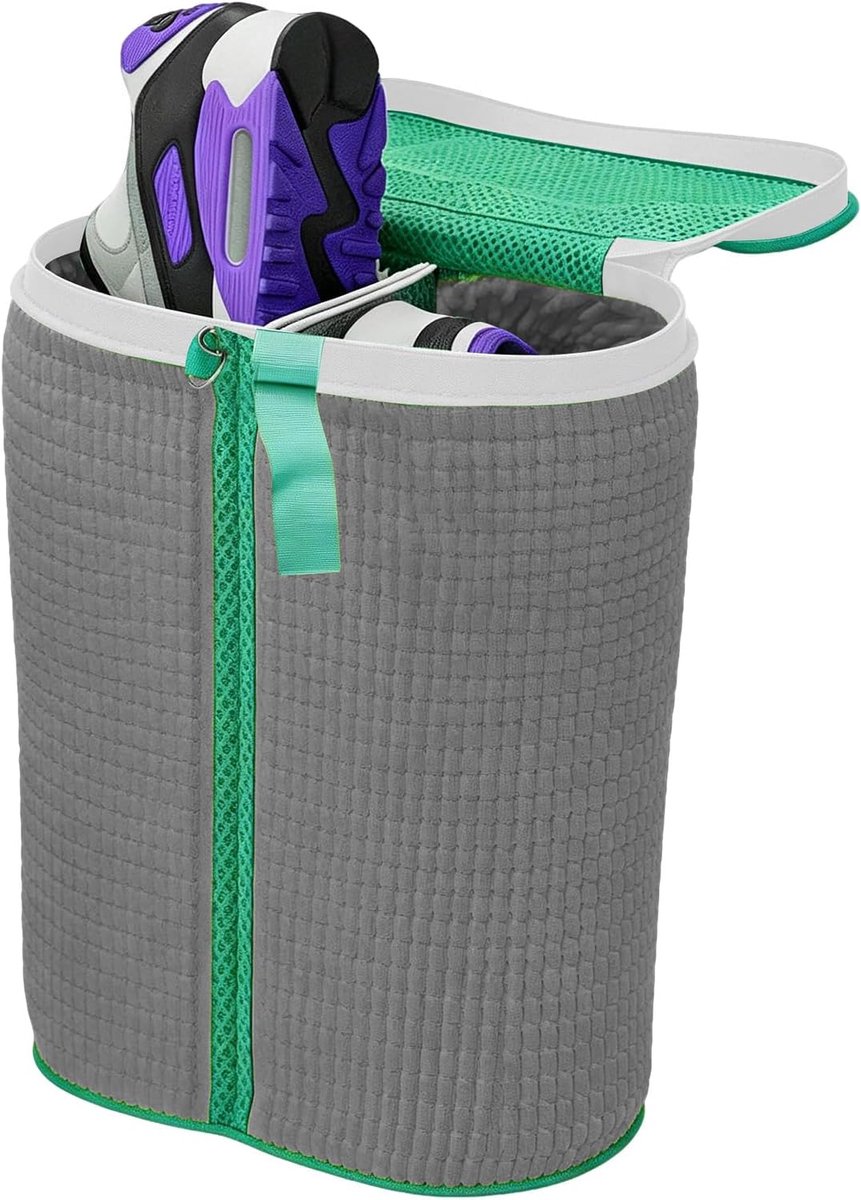 wasmachine, herbruikbare waszak met ritssluiting, 360° reiniging, anti-vervorming, waterdoorlatend, voor sneakers, gymschoenen, beschermt schoenen en wasmachine (grijs)