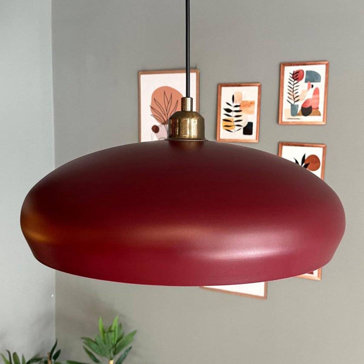 Bamyum Androa hanglamp, industriële Modern stijl, Ø40 cm, bordeaux metalen lamp