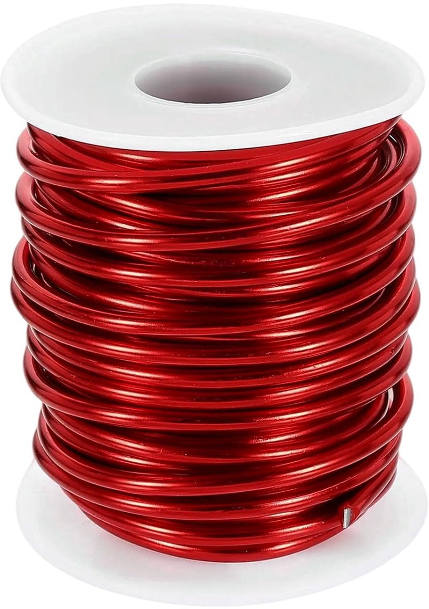 Draad, 9 gauge, 3,0 mm, flexibel, flexibel, geanodiseerd, metaal, sieraden, modelleerdraad voor sieraden, modelbouw, doe-het-zelf, rood