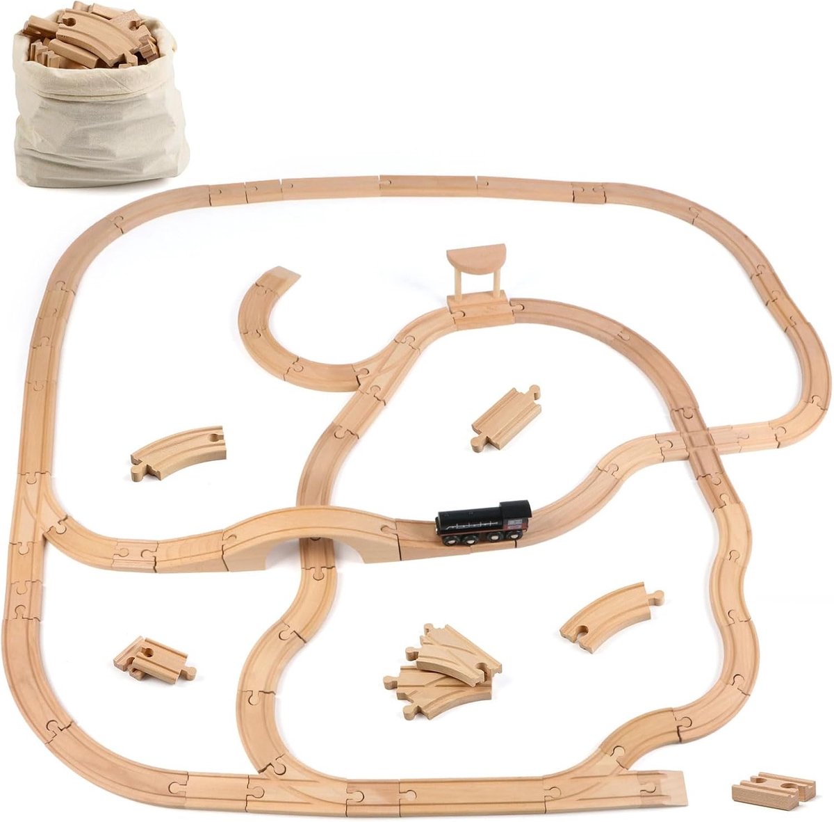 Uitbreidingsset voor houten treinrails - Speelgoedaccessoires voor jongens en meisjes, creatief en educatief speelgoed