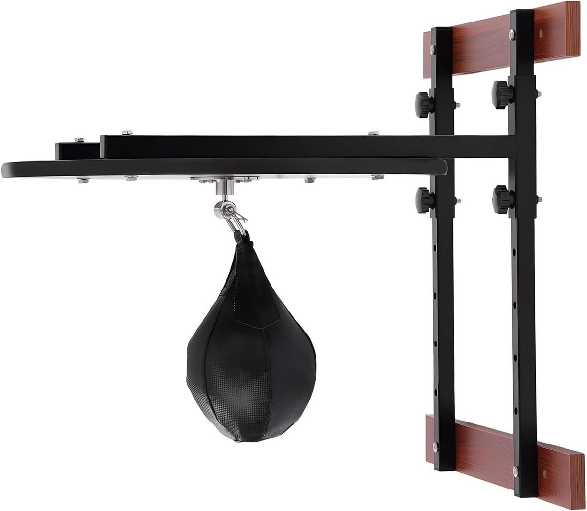 Boksbal Platform - Wandmontage Set - Boksen Trainen - In Hoogte Verstelbaar - 638 x 58 cm - Zwart
