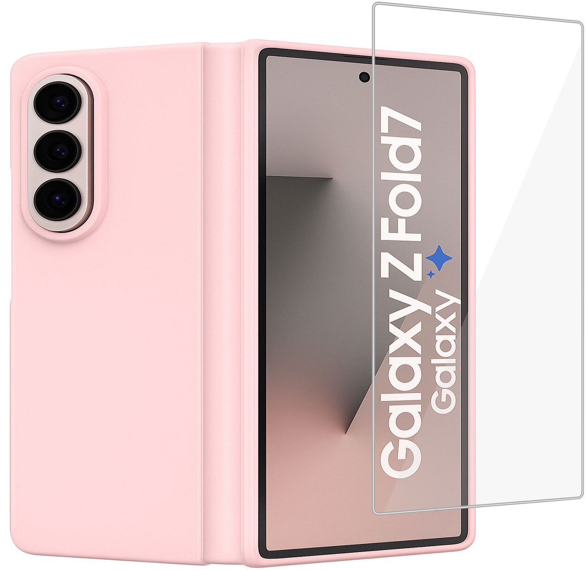 ChiGuard Hoesje & Screenprotector geschikt voor Samsung Galaxy Z Fold 8 Ultra / Fold 7 - Case - Rose