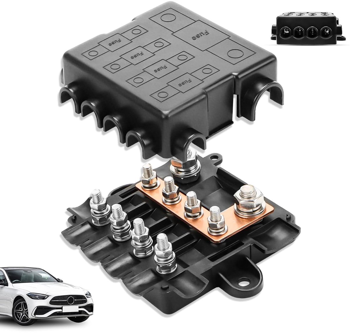 Zekeringhouder voor 1 x Mega + MIDI-zekeringen, stroomverdeler