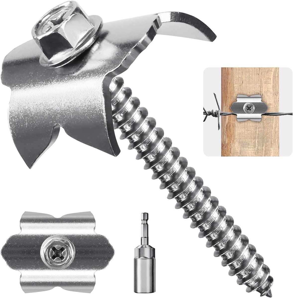 Draadhekwerk nietje, 50 stuks hek-nietnagel 4 cm schroefomheining