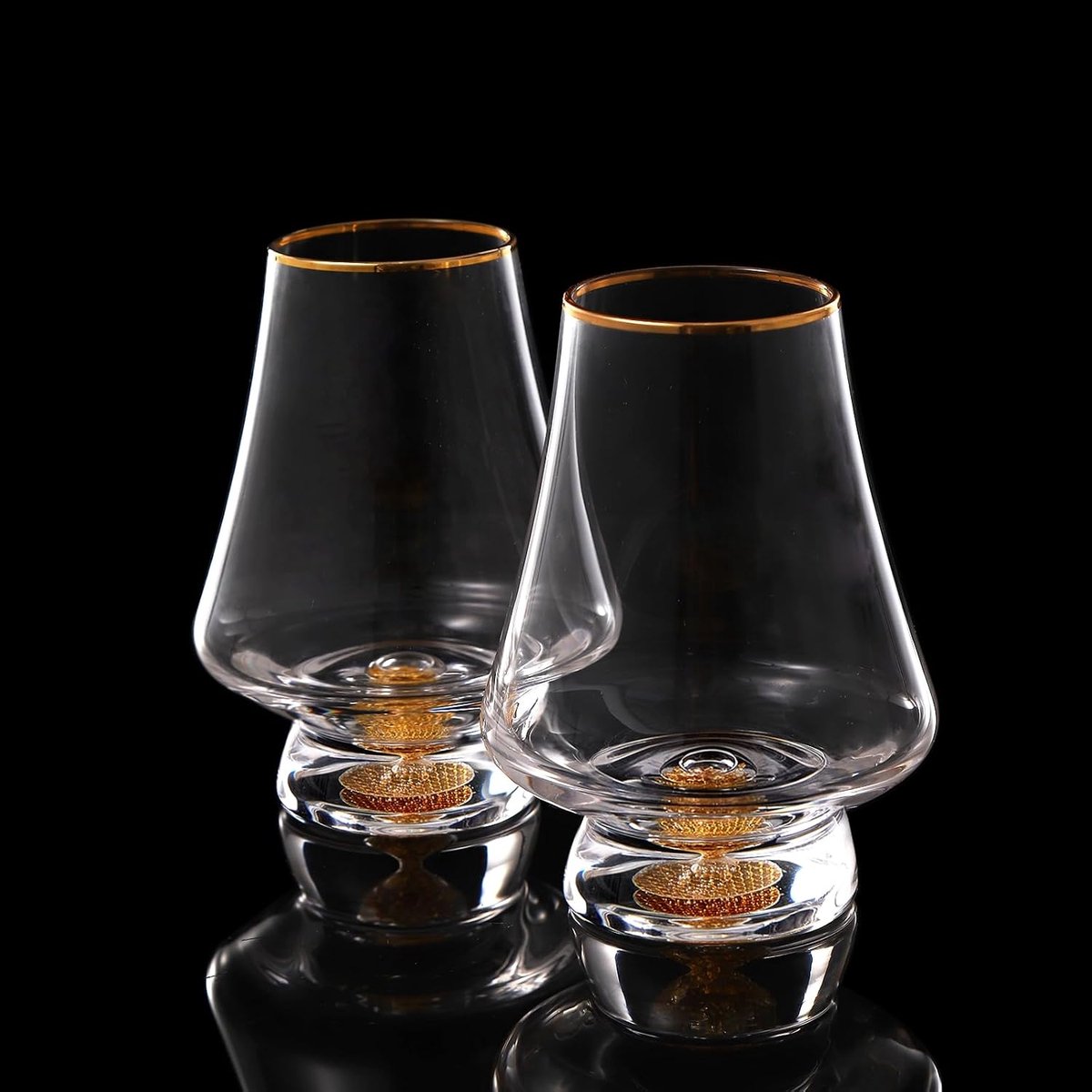 Snifter Glazen set van 2 (8 oz), kristallen whiskyglazen met 24K bladbladschilfers, luxe proefglazen voor brandewijn/cognac/bourbon/tequila/Scotch, Snifter cadeauset, BPA-vrij en loodvrij