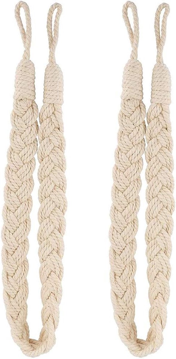 SnelShoppen - Gevlochten Gordijn Touwen 2 Stuks - Katoenen Rope Gordijnen - Decoratieve Raambekleding voor Woonkamer, Slaapkamer, Café en Ontvangstrui