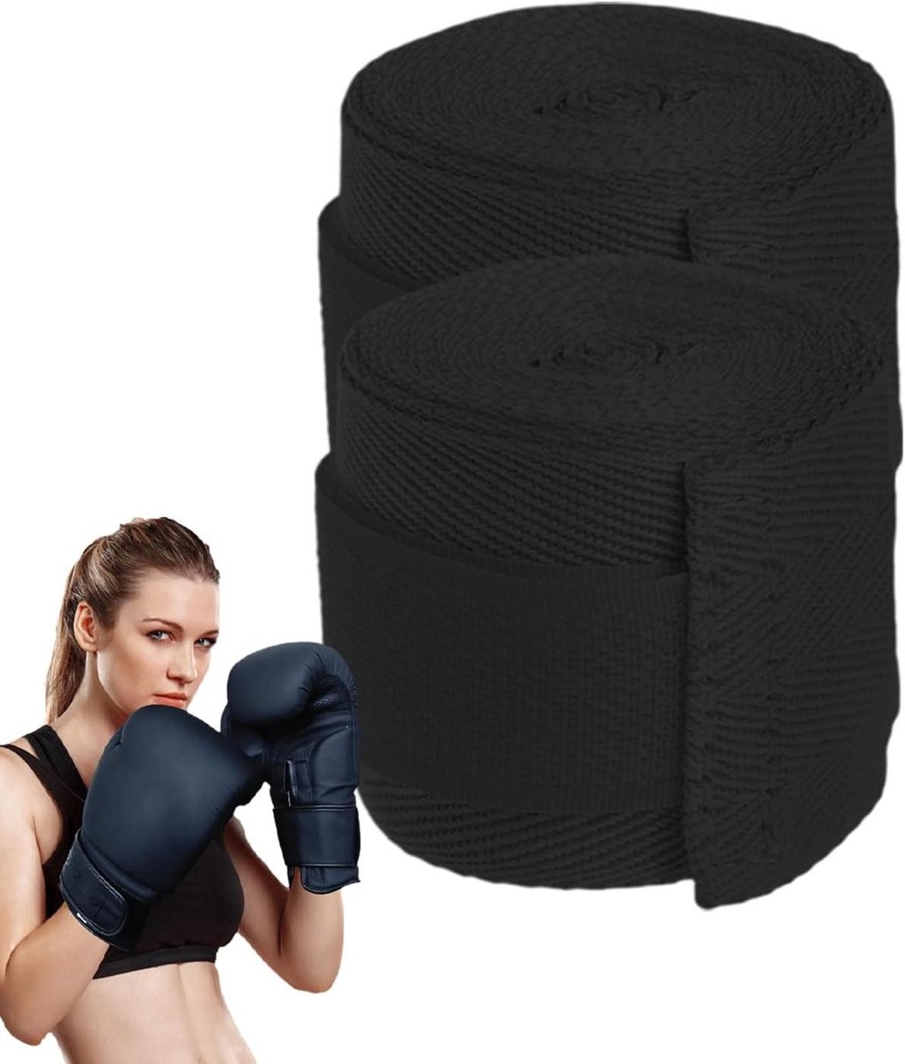 Bokshandschoenen - Bokstrainingsbandages - Vechtsport Training - Flexibele Ondersteuning - 15 centimeter - Zwart