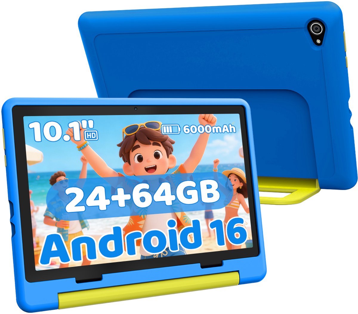 Android 16 kindertablet - 10.1 inch - 24(3+21)GB RAM/64GB ROM– 6000mAh - kindertablet vanaf 3 jaar - Blauw