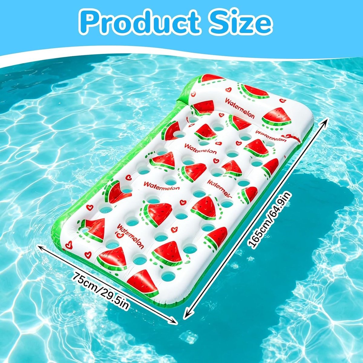 Opblaasbaar Waterbad Watermeloen - Zwembad Lounger - Drijvend Design - Voor Strand en Zwembad