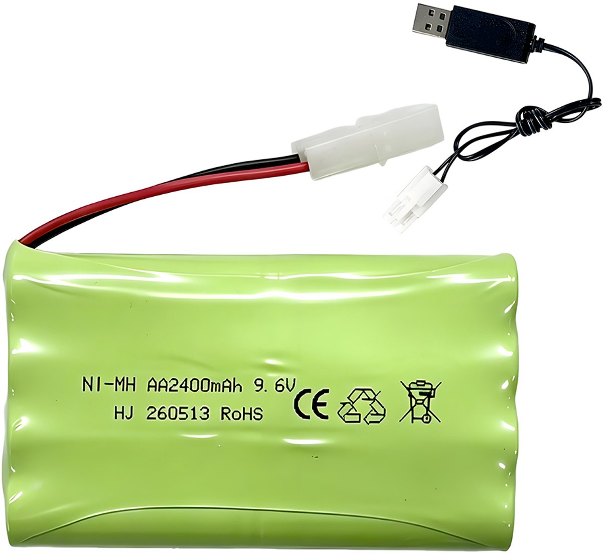 2400 mAh NiMH-batterij voor radiografisch bestuurbare auto's - Oplaadbare NiMH AA-batterij - 2400 mAh - 9,6 V - Groen