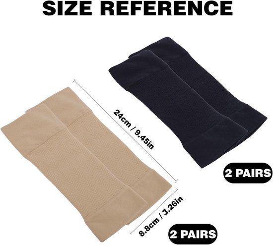 4 paar elastische compressiemouwen voor armen, afslankende mouwen, elastische compressiemouwen, elastische manchetten voor gewichtsverlies, voor sport en fitness — afbeelding 5