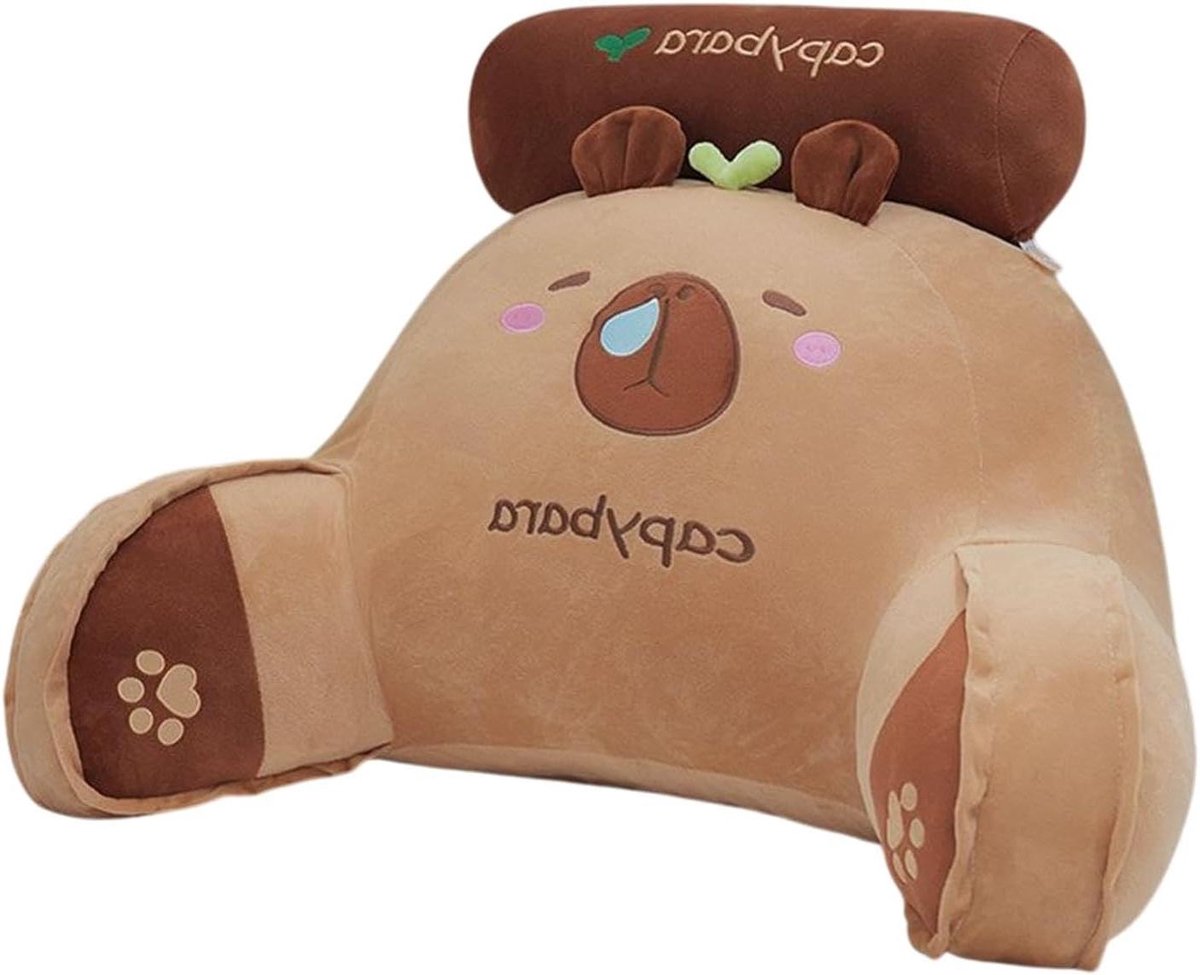 Leeskussen Capybara - Rugkussen Bed - Ontspannen Lezen - Ergonomisch Gebogen Ontwerp - 65 x 45 cm - Beige