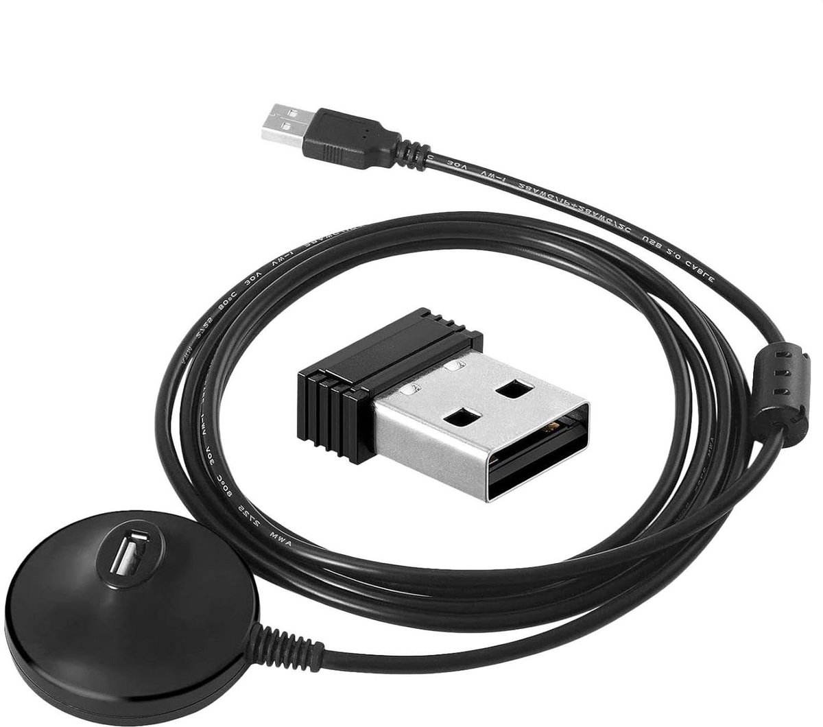 ANT USB Dongle - ANT+ Ontvanger - Fietsdata Ontvangen - Met USB Verlengsnoer - 2m Kabel - Zwart