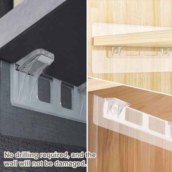Set van 4 Planksteunen met Schroefgaten, Sterke Grip voor Kasten en Interieurplanken, Wit en Duurzaam — afbeelding 4