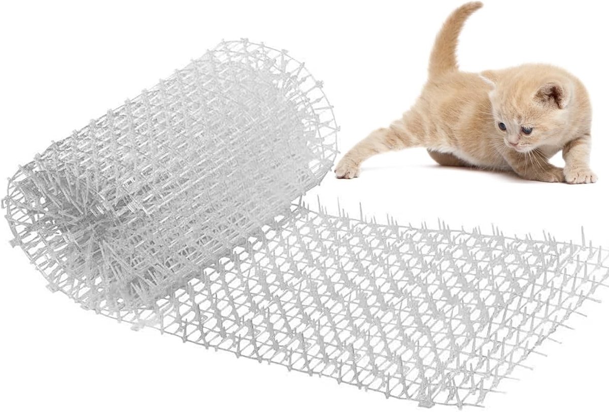 Duidelijke Kattenafschrikmat 30 x 200 cm met Spikes voor Tuin en Dierenbescherming, Dierenbarrière, Anti-Kat Netwerk