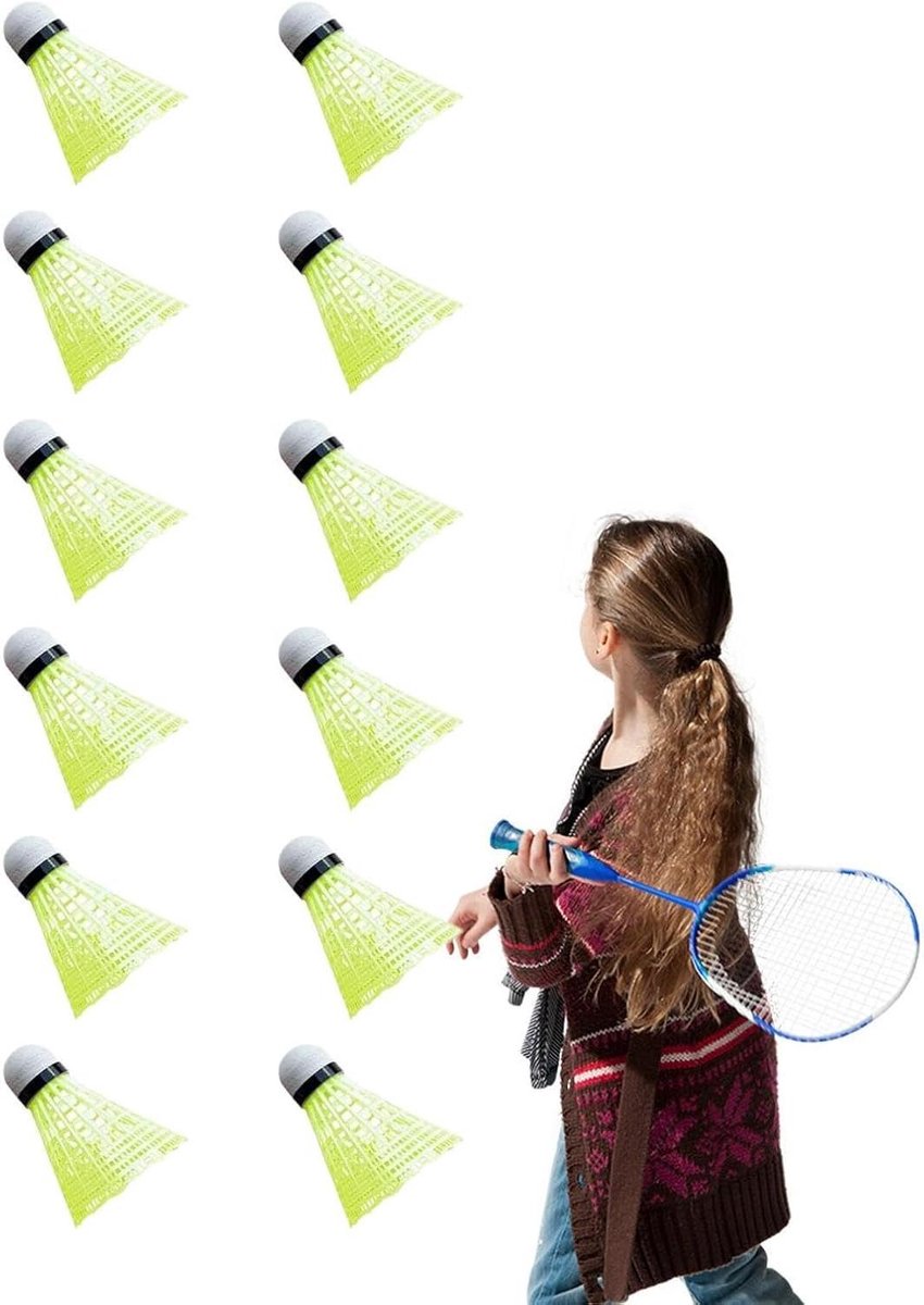 Badminton Ballen - Shuttlecocks Nylon - Sport Training - Windbestendig Materiaal - 12 Stuks - Geel