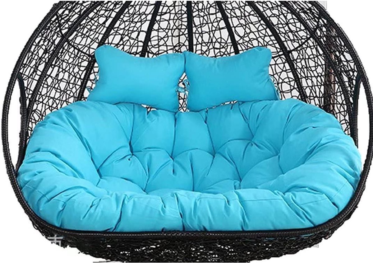 Zitkussen Hangmat Stoel - Dubbel Kussen - Buiten Ontspannen - Extra Dikke Vulling - 150x110 cm - Blauw