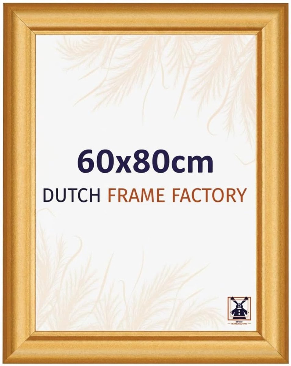 SnelShoppen - Fotolijst 60x80 cm - Goud Mat - MDF Fotolijst met Antireflecterend Kunstglas - Luxe Lijsten voor Kunst en Foto's - Perfect voor Woonkame