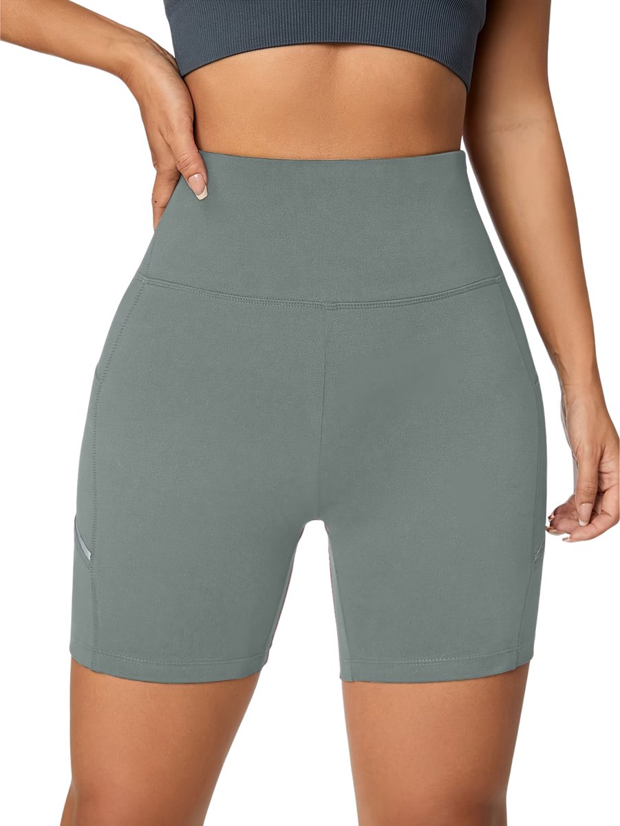 Currero Biker Short Dames Gymshort Korte Legging Lange Onderbroek Bikershort Met Pijpjes Olijfgroen