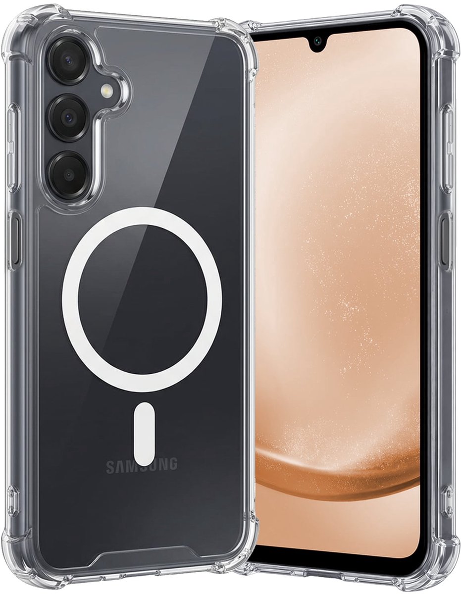 Hoes - Geschikt voor Samsung Galaxy A25 - Magsafe Compatible - Sterk & Shockproof - Back Cover - Shock Proof Case - Telefoon Hoesje Shockproof - Transparant