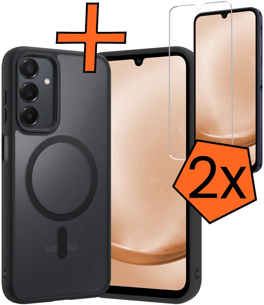 Hoes - Met 2x Screenprotector - Geschikt voor Samsung Galaxy A25 - Magsafe Compatible - Sterk & Shockproof - Back Cover - Shock Proof Case - Telefoon Hoes - Transparant