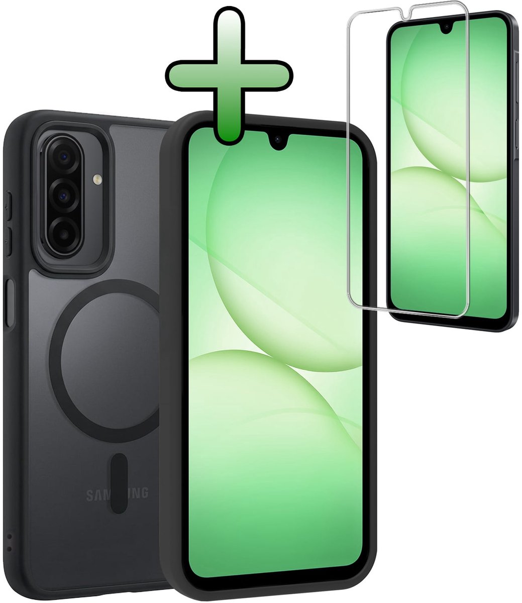 Hoesje Met Screenprotector - Geschikt voor Samsung Galaxy A17 - Magsafe Compatible - Sterk & Shockproof - Back Cover - Shock Proof Case - Telefoon Hoes - Zwart