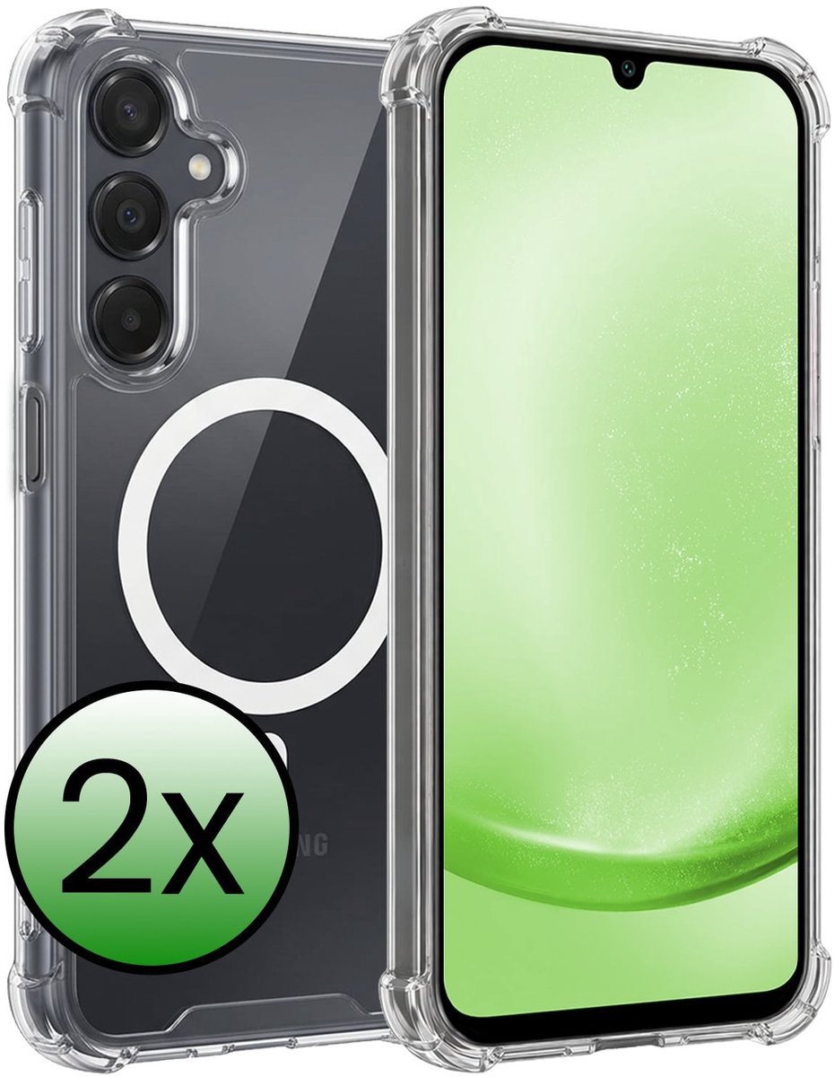 Hoesje 2 Stuks - Geschikt voor Samsung Galaxy A25 - Magsafe Compatible - Sterk & Shockproof - Back Cover - Shock Proof Case - Telefoon Hoes - Transparant