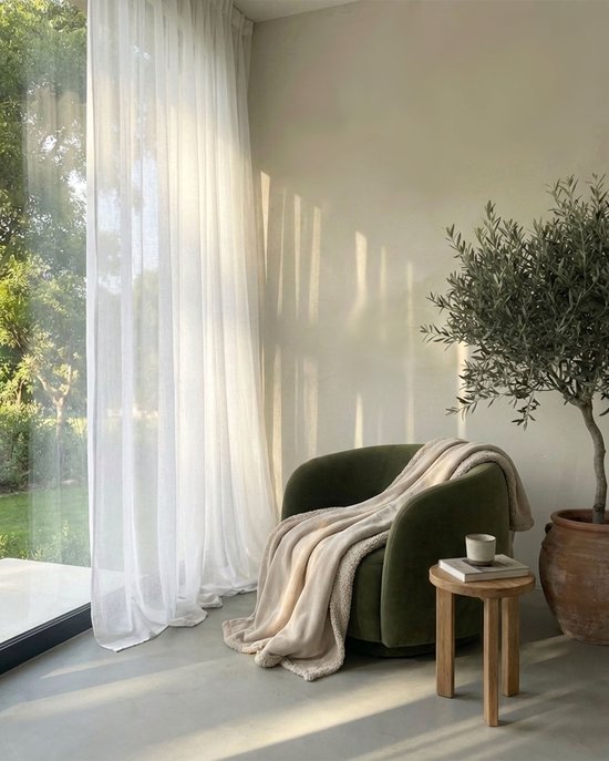 HOOMstyle kant en klaar gordijn met haakjes Aura - Vitrage - Voile - Met plooiband - 140x270cm - Wit