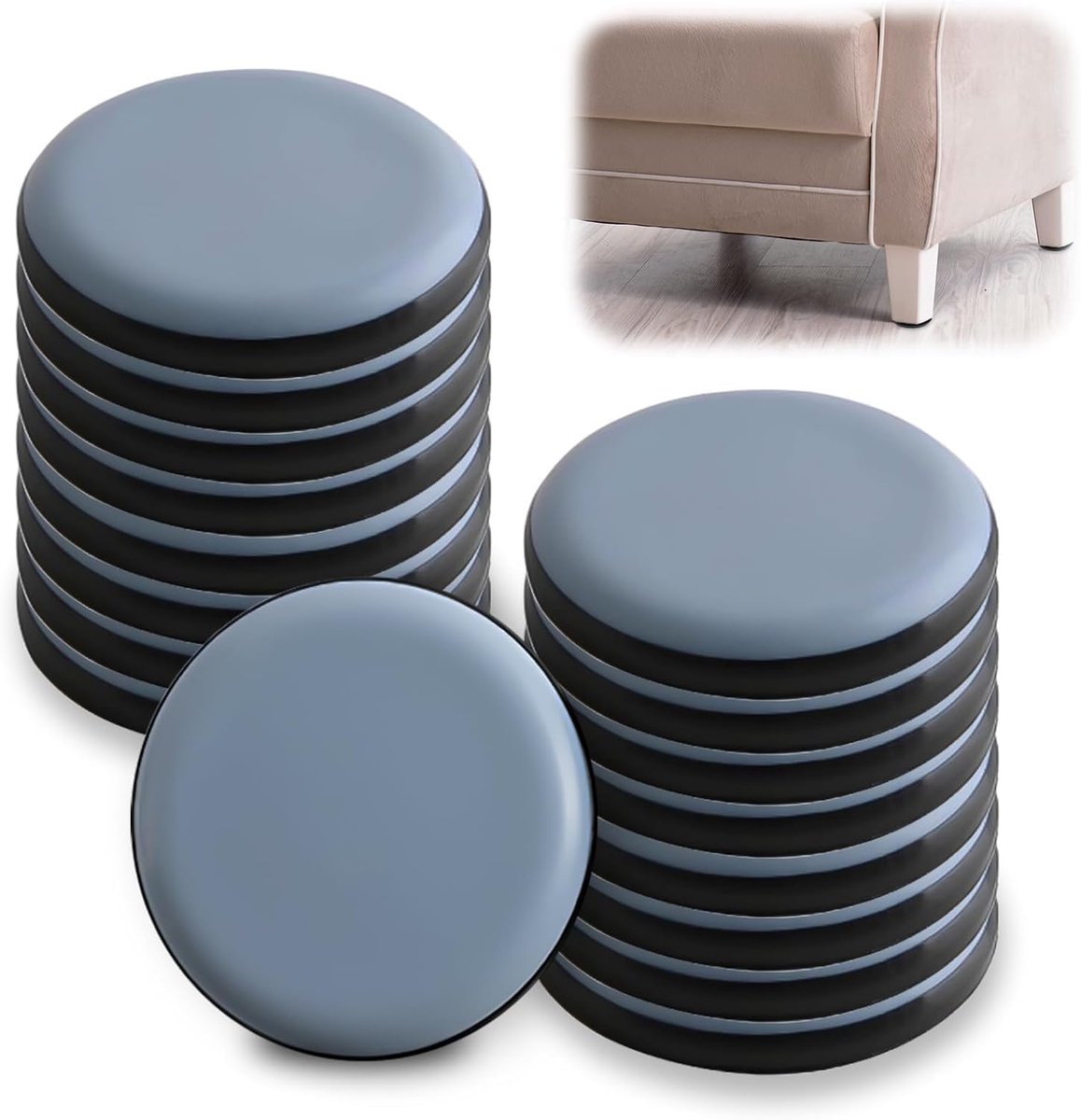 Meubelglijders Set 24 Stuks - Zelfklevende PTFE Teflon Meubelpads Ø30 mm - Krasvrije Meubelbeschermers voor Tafels, Stoelen en Kasten - Makkelijk Verplaatsen over Harde Vloeren en Tapijt - Duurzame Vloerbescherming