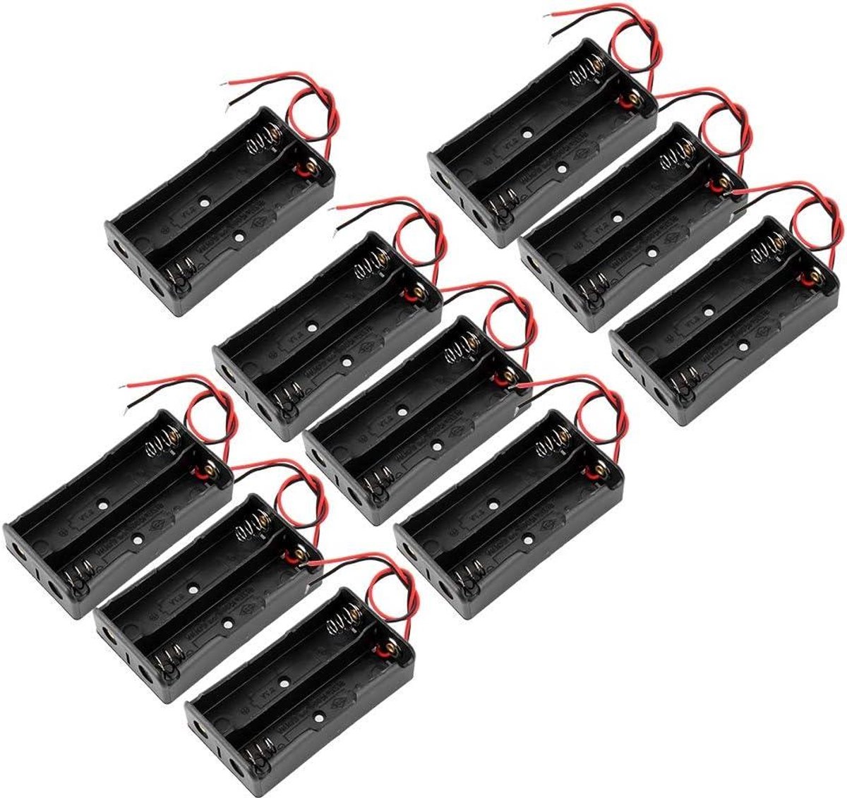 Batterijhouder AA - Batterijbox Accubak - Batterijen Opbergen - Eenvoudige Installatie - 10 Stuks - Zwart