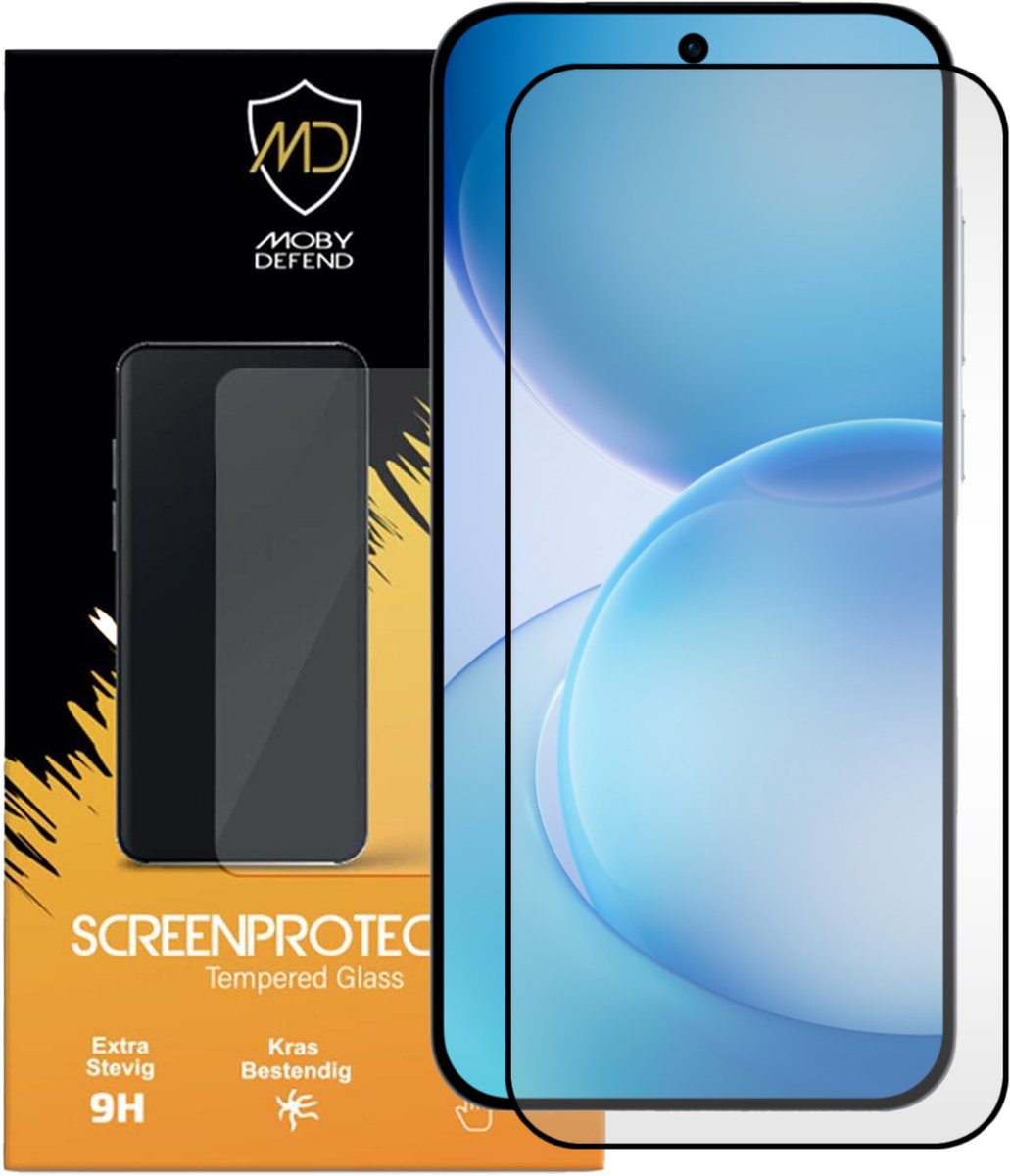 MobyDefend Screenprotector - Geschikt voor Oppo Reno16 F/FS - Screensaver Met Zwarte Randen - Gehard Glas