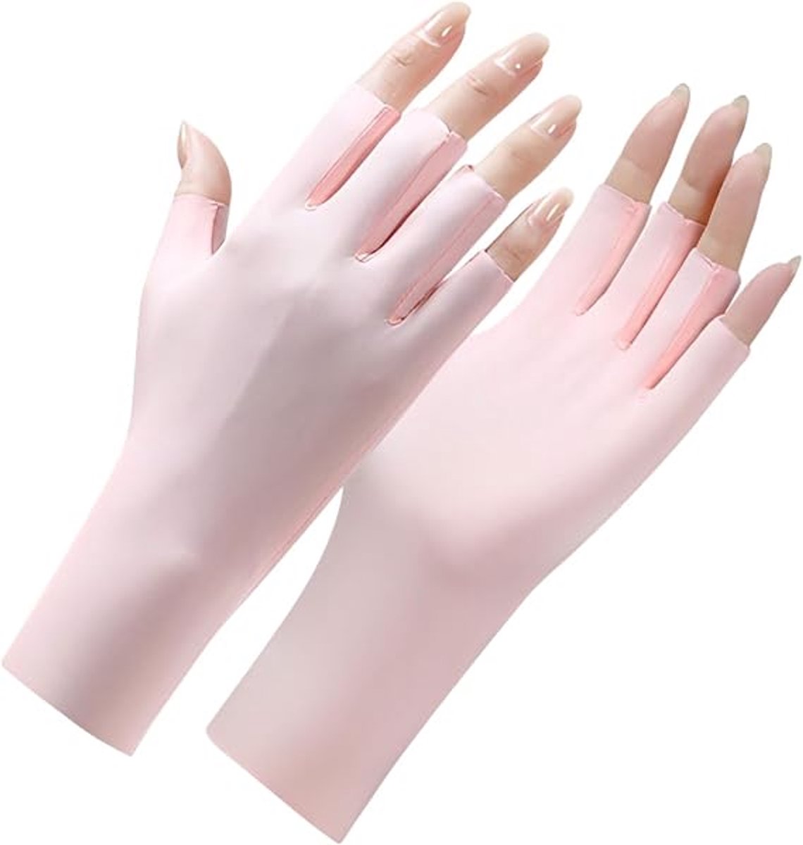 1 paar vingerloze zonnehandschoenen, vingerloze handschoenen, rijhandschoenen, korte elastische handschoenen, geschikt voor zonwering bij het uitgaan, uniseks, eenheidsmaat (roze)