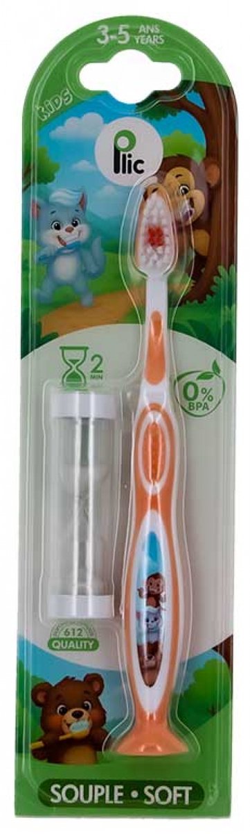 Plic Dental Kids Zachte Tandenborstel voor Kinderen 3-5 Jaar (Kleur : Oranje)