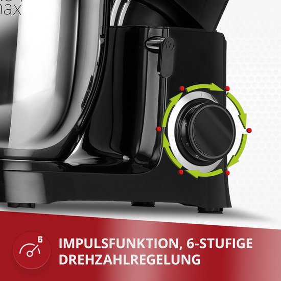 Professionele Keukenmixer met 6.5L Kom en 6 Snelheden - Ideaal voor Brood, Taarten en Meer van Merkloos — afbeelding 2