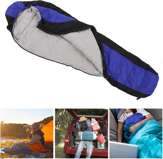 Lichtgewicht Slaapzak - Mummie Slaapzak - Kamperen en Reizen - Ultralicht en Compact - 208 x 80 cm - Blauw — afbeelding 3
