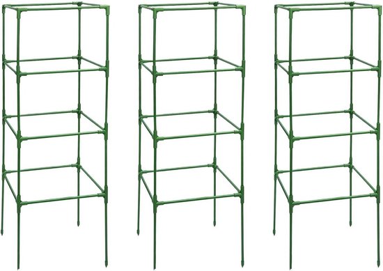 Tomatenklimrek Vierkant - Klimplantsteun Trellis - Planten Ondersteunen - In Hoogte Verstelbaar - 3 Stuks - Zwart