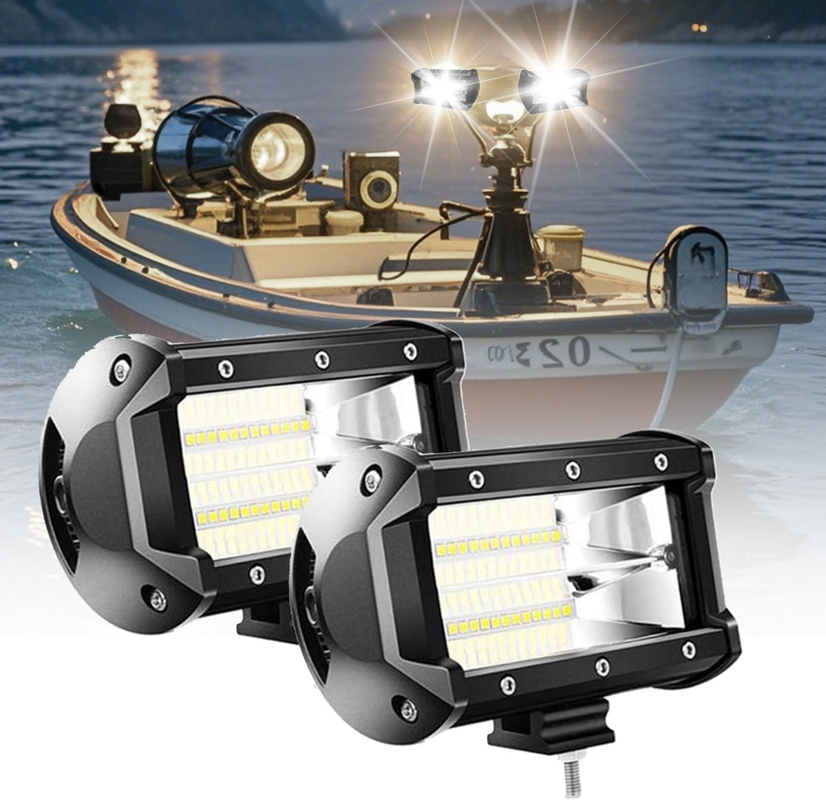LED Extra Koplamp 72W - 2 Stuks - 6000K Koudwit Licht IP67 Waterdicht - Offroad Werklicht & Achteruitrijlamp met Reflector - Geschikt voor Tractor, SUV, ATV en Personenauto - NAIZY