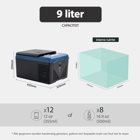 Elektrische Koelbox 9 Liter met Compressor en App-Bediening - 12V Autokoelkast en Vriesbox van -20 °C tot 20 °C - Draagbare Mini Koelkast met Accubeveiliging voor Auto, Camper, Vrachtwagen, Boot en Camping — afbeelding 2