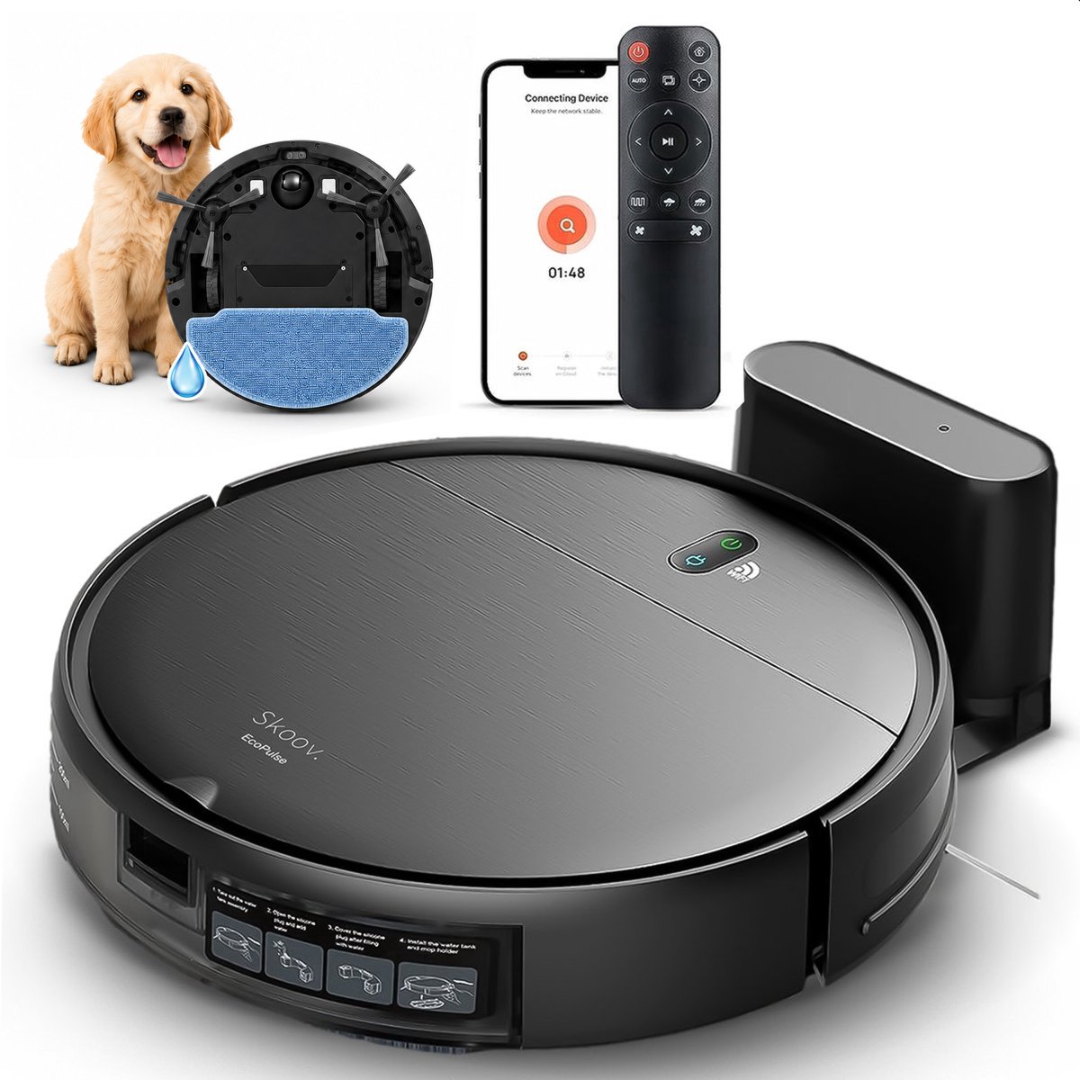 Ecopulse Robotstofzuiger met dweilfunctie - Met app, - Ecopulse - €119,95