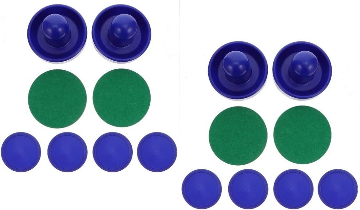 Airhockey Pucks - Vervangingsonderdelen Tafel - Spelplezier Verhogen - Complete Set - 4 Pucks 4 Pushers - Blauw