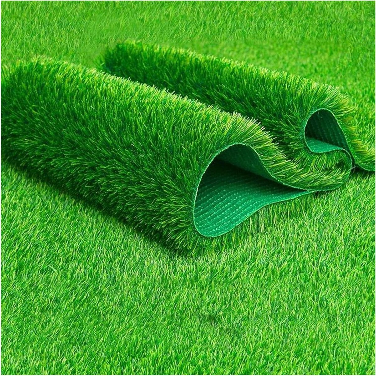 Kunstgrastapijt Hoge Dichtheid - Synthetisch Gras Tapijt - Buiten Decoratie - Waterdoorlatend Ontwerp - 100 x 200 cm - Weelderig Groen