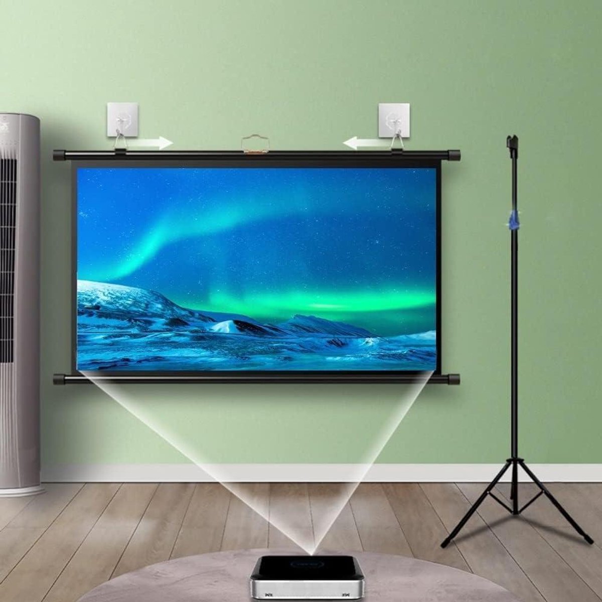 Projectiescherm Met Standaard - Mobiel Scherm - Thuisbioscoop Creëren - Kreukvrij Fiberglass - 60 Inch 16:9 - Wit