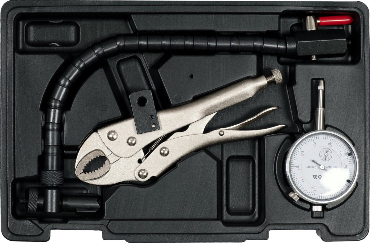 YATO Professionele Remschijf Slingermeter Set – Meetklok (Nauwkeurigheid 0.01 mm) met Flexibele Arm & Montageklem – Voor Diagnose Remschijf Slag / Slingerij
