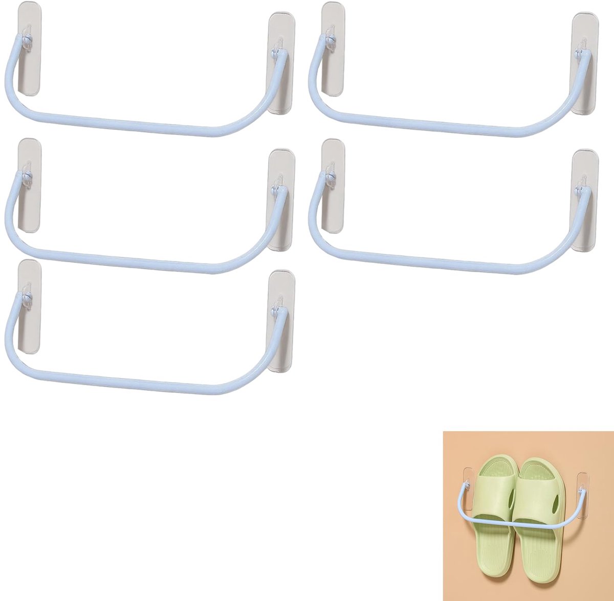 Wand Gemonteerd Schoenenrek - 5 Stuks - Opvouwbare Schoenhouder - Deur Schoenen Organizer - Zonder Boren te Monteren - Ruimtebesparende Opberging voor Schoenen, Handdoeken en Accessoires
