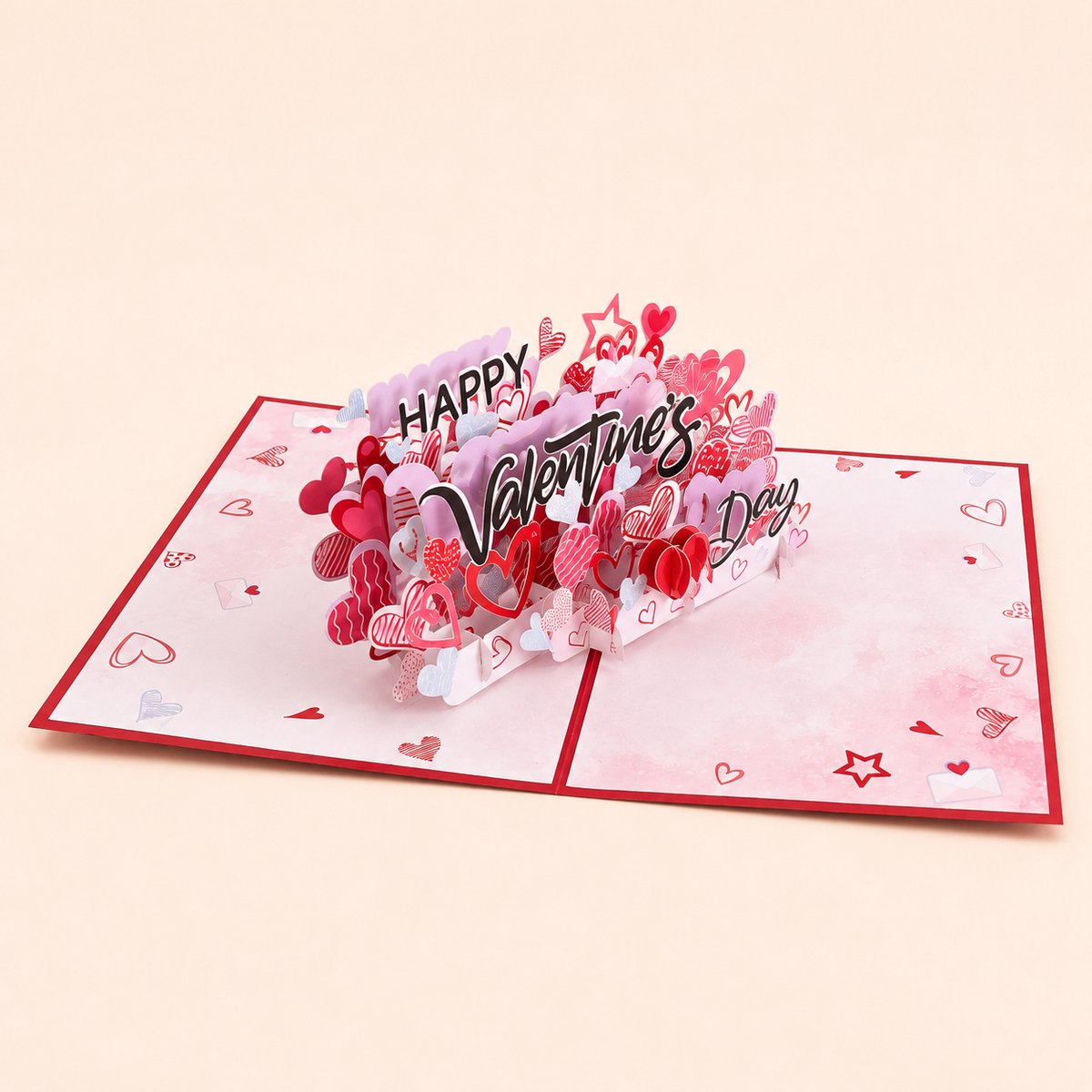 Paperbloom Pop-up Valentijnskaart – 3D Liefdeskaart met Hartjes – Happy Valentine’s Day – Romantische Wenskaart voor Hem en Haar