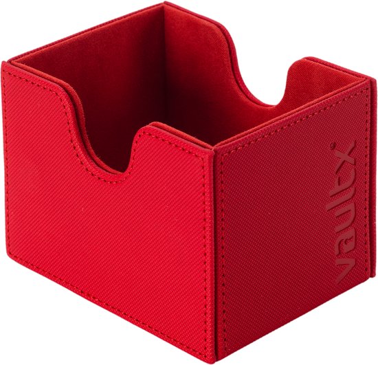 Lege rode Vault X deckbox met de tekst 'Vault X' erop.